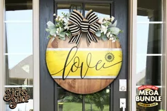 Love and daisy | Bee SVG Door Hanger Sign | Cricut file Product Image 3