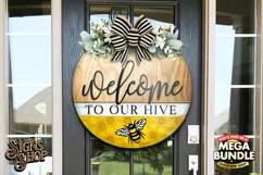 Welcome to our Hive | Bee SVG Door Hanger Sign | Cricut Product Image 3