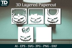Halloween Scene 3D ShadowBox Layered Papercut SVG Product Image 2