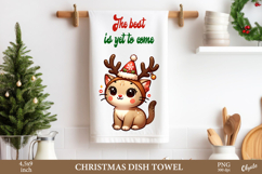 Christmas Dish Towel Bundle PNG. Cute Animal Christmas Product Image 4