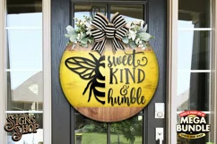 Sweet, kind and humble | Bee SVG Door Hanger Sign | Cricut Product Image 3