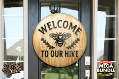 Welcome to our hive Vintage | Bee SVG Door Hanger Sign Product Image 3