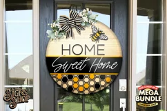 Home Sweet Home | Bee SVG Door Hanger Sign | Cricut file Product Image 3