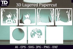 Halloween Scene 3D ShadowBox Layered Papercut SVG Product Image 3