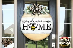 Welcome Home Bee | Bee SVG Door Hanger Sign | Cricut File Product Image 3