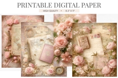 Vintage Paris Rose Digital Paper Product Image 1