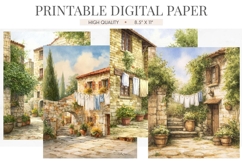 Mediterranean Village Digital Paper Product Image 1