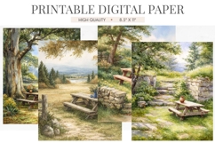 Country Meadow Picnic Digital Paper Product Image 1