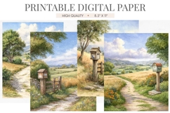 Country Road Mailbox Digital Paper Product Image 1