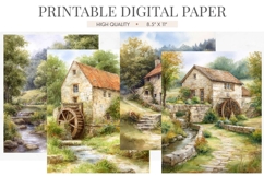 Old Watermill Stream Digital Paper Product Image 1