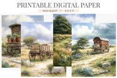 Rustic Wooden Wagon Digital Paper Product Image 1