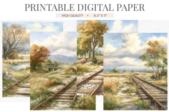Abandoned Railway Path Digital Paper Product Image 1