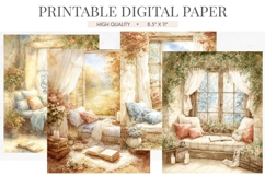 Cozy Winter Window Seat Digital Paper Product Image 1