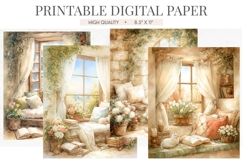 Rooftop Window City View Digital Paper Product Image 1