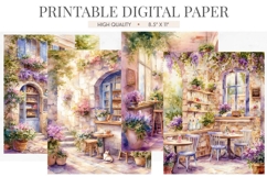 French Cafe Blue Shutter Digital Paper Product Image 1