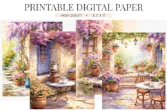 Wisteria Coffee Garden Digital Paper Product Image 1
