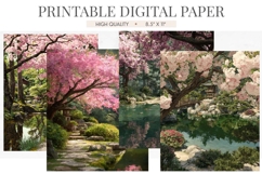 Cherry Blossom Japanese Garden Junk Journal Pages Product Image 1