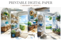 Coastal Mudroom Ocean View Junk Journal Pages Product Image 1