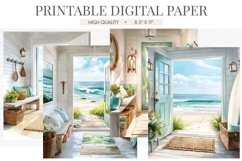 Beach Surf Shack Entryway Junk Journal Pages Product Image 1