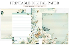 Teal Butterfly Lined Letter Paper Journal Pages Product Image 1