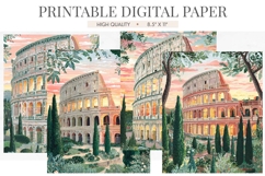 Rome Colosseum Sunset Junk Journal Pages Product Image 1