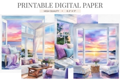 Coastal Sunset Living Room Junk Journal Pages Product Image 1