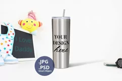 Stainless Skinny Tumbler Father's Day mockup PSD, Mockup JPG Product Image 1