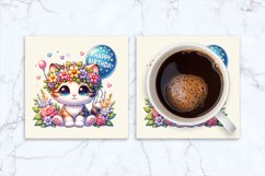 cute Birthday Animal Coaster, Cat Birthday Coaster Product Image 1