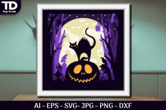 Halloween Scene 3D ShadowBox Layered Papercut SVG Product Image 2