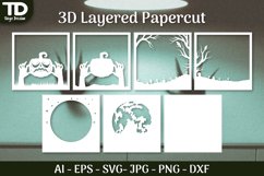 Halloween Scene 3D ShadowBox Layered Papercut SVG Product Image 3
