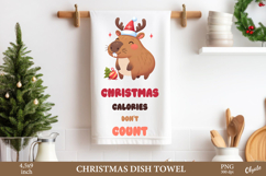 Christmas Dish Towel Bundle PNG. Cute Animal Christmas Product Image 5