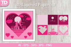 3D Shadow Love Romantic Scene Layered Papercut Product Image 1