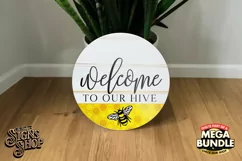 Welcome to our Hive | Bee SVG Door Hanger Sign | Cricut Product Image 4