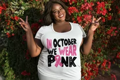 In October we wear pink SVG, Pink ribbon svg, Breast Cancer Product Image 4