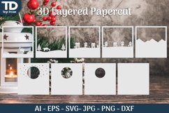 3D Shadow box Chistmas Scene Layered Papercut Product Image 3