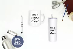 Pen Mug & Tumbler Back to school mockup PSD, JPG mock up Product Image 1