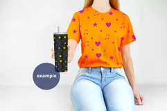 Orange t-shirt & 20oz tumbler mockup, Woman holding PSD JPG Product Image 2