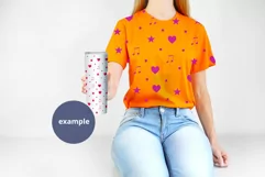 Orange t-shirt & White tumbler mockup, Woman holding PSD JPG Product Image 2