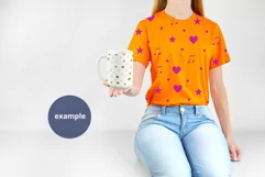 Orange t-shirt 15oz Mug Mockup PSD, Woman holding JPG Product Image 2