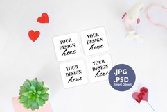Four Coasters Saint Valentine's day Mockup, PSD Mockup Product Image 1