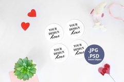 Four Round Coasters Saint Valentine's day Mockup, PSD Mockup Product Image 1