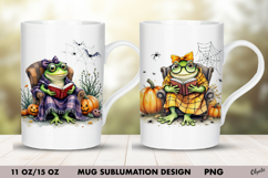 Frog Mug Sublimation Bundle. Halloween Mug Wrap PNG Product Image 6