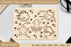 Children Sea Animal Puzzle Laser Cut SVG | Kid's Puzzle Svg Product Image 2