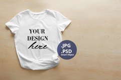 Women White Casual t-shirt Mockup with empty space, PSD Mock Product Image 1