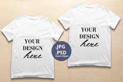 Two Unisex White T-shirts Mockup, Men's T-shirt Mockup PSD Product Image 1