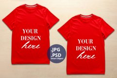 Two Red T-shirts Mockup, Large size Men's t-shirt Mockup Product Image 1