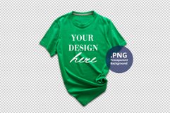 Green T-shirt for Woman Transparent Background Mockup, PSD Product Image 1