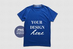 Blue T-shirt Man Unisex Transparent Background Mockup PSD Product Image 1