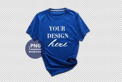 Blue T-shirt for Woman Transparent Background Mockup, PSD Product Image 1