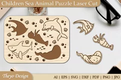 Children Sea Animal Puzzle Laser Cut SVG | Kid's Puzzle Svg Product Image 1